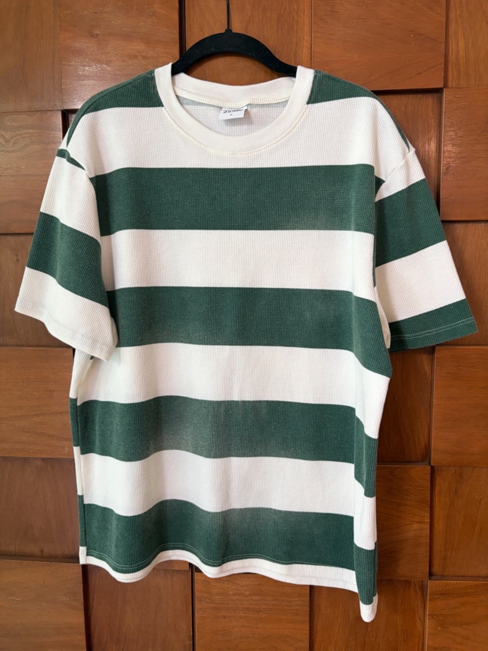 Vintage Green and White Wide Stripe Short Sleeve Tee